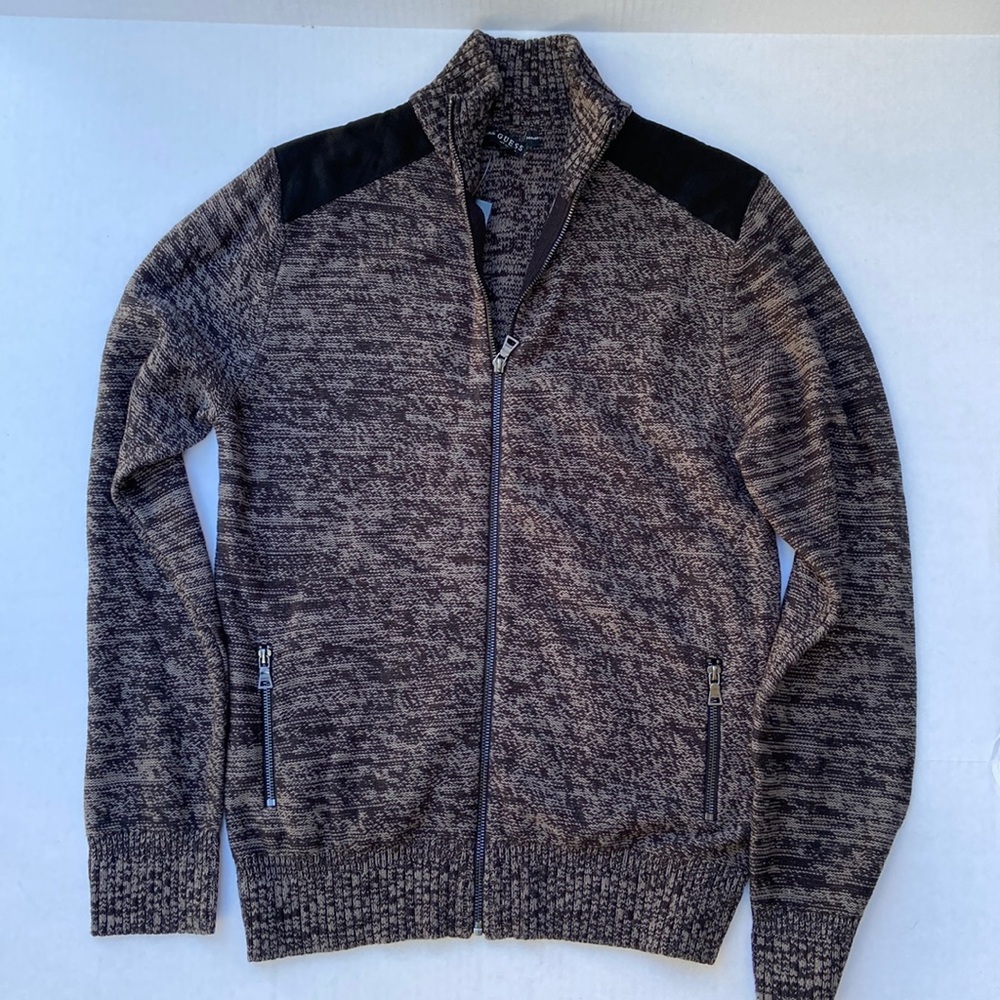 New GUESS Mock-Neck Zip Mens Sweater SZ M